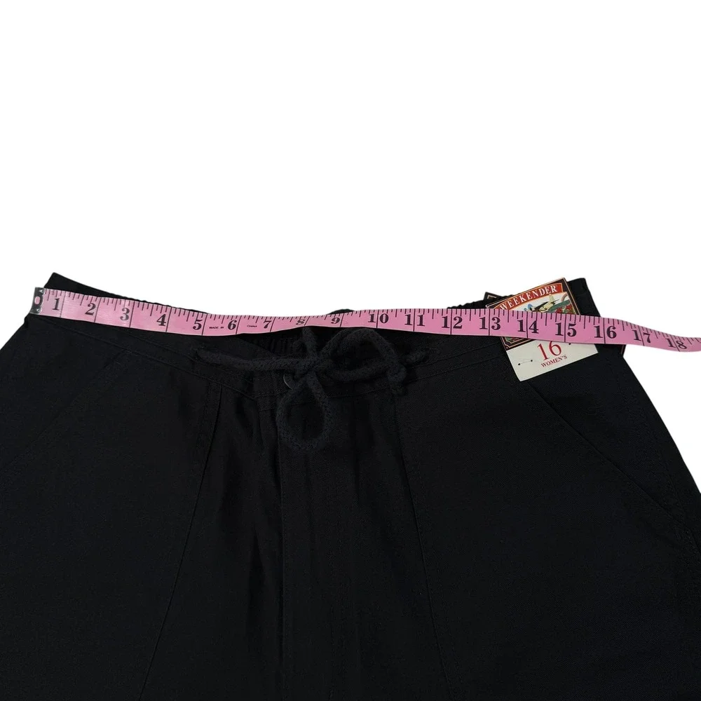 VTG Weekender Deck Shorts Womens 16 Black Organic Cotton‎ Elastic Drawstring NWT